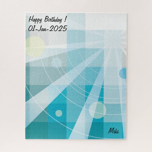 Aangepaste moderne artistieke geometrie blauw legpuzzel (Verticaal)