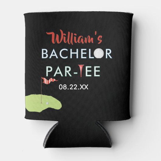 Aangepaste Moderne Bachelor Par-t-shirt Golfer Naa Blikjeskoeler (Voorkant)