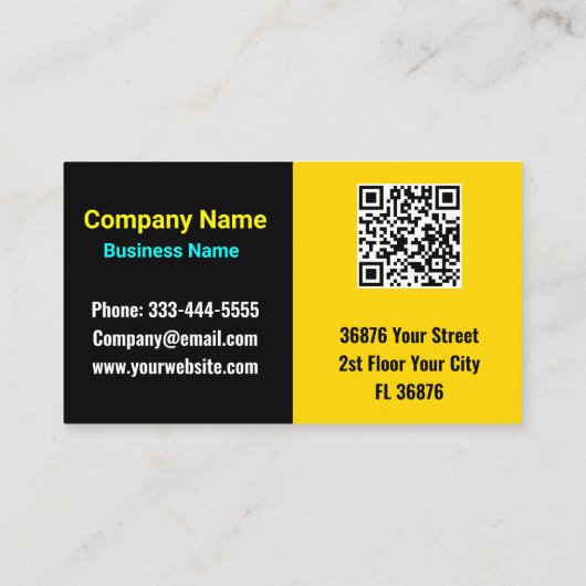 Aangepaste moderne bedrijfsnaam (qr-code) Zwart &  Visitekaartje (Achterkant)