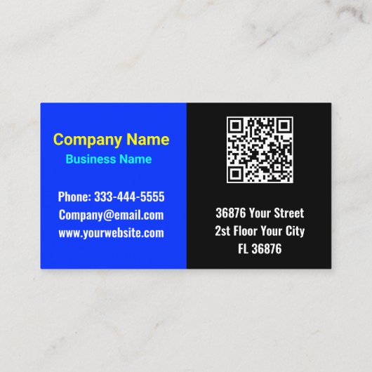 Aangepaste moderne bedrijfsnaam (QR-code) Zwart &  Visitekaartje (Achterkant)