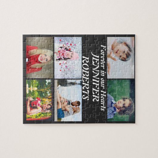 Aangepaste moderne begrafenis 6 Foto Collage Legpuzzel (Horizontaal)