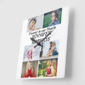 Aangepaste moderne begrafenis 6 Foto Collage Vierkante Klok (Hoek)