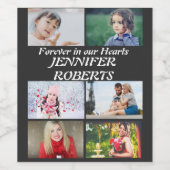 Aangepaste moderne begrafenis 6 Foto Collage Wijn Etiket (Enkel label)