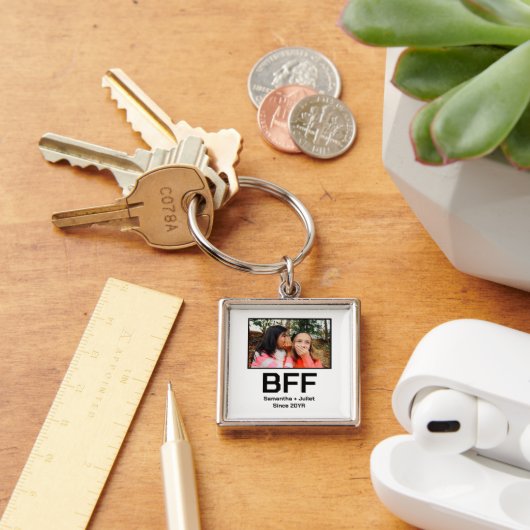 Aangepaste moderne beste vriend voor altijd foto sleutelhanger (Bureau)