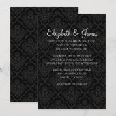 Aangepaste moderne Black Damask Wedding-uitnodigin Kaart (Voorkant / Achterkant)