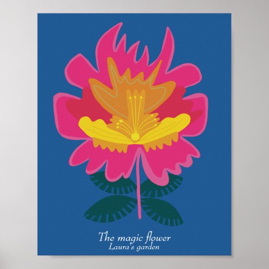 Aangepaste moderne blauwe bloementuin muurposter poster (Voorkant)