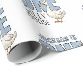 Aangepaste moderne blauwe één domme gans eerste ve cadeaupapier (Rol Hoek)