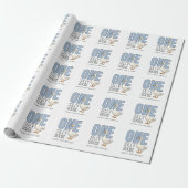 Aangepaste moderne blauwe één domme gans eerste ve cadeaupapier (Uitgerold)