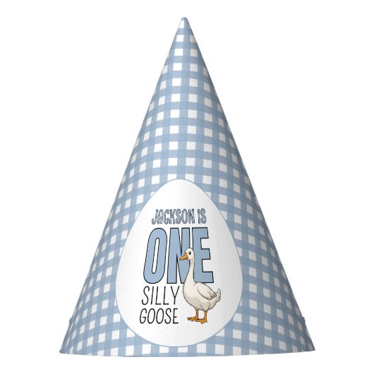 Aangepaste moderne blauwe één domme gans eerste ve feesthoedjes (Voorkant)