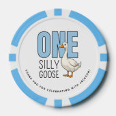 Aangepaste moderne blauwe één domme gans eerste ve poker chips (Voorkant)