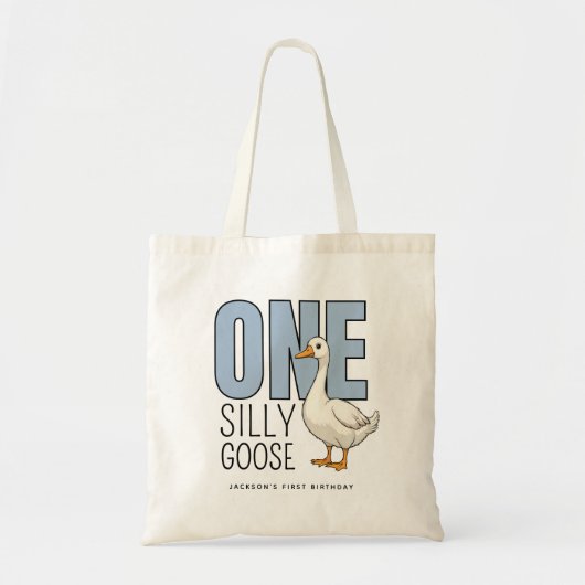 Aangepaste moderne blauwe één domme gans eerste ve tote bag (Voorkant)