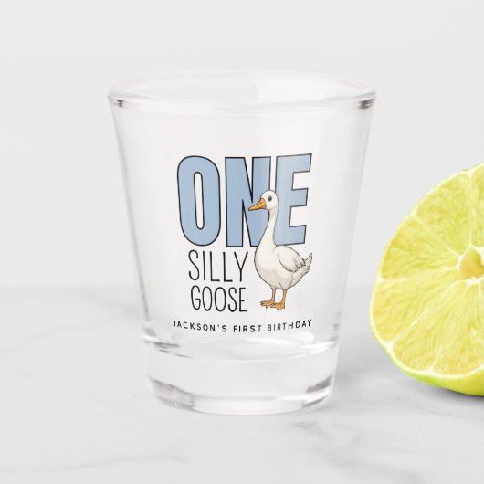 Aangepaste Moderne Blauwe Eén Dwaas Gans Eerste Ve Shot Glas (Voorkant)