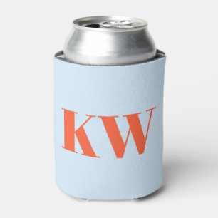 Aangepaste moderne blauwe oranje gemerkte initiaal blikjeskoeler