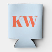 Aangepaste moderne blauwe oranje gemerkte initiaal blikjeskoeler (Voorkant)