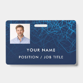 Aangepaste moderne blauwe tech professionele foto badge