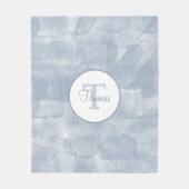 Aangepaste, moderne, blauwe Waterverf penseelstrek Fleece Deken (Voorkant)