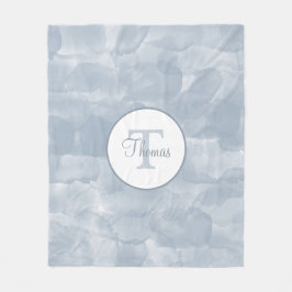 Aangepaste, moderne, blauwe Waterverf penseelstrek Fleece Deken