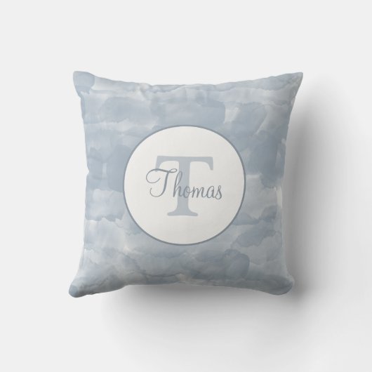 Aangepaste, moderne, blauwe Waterverf penseelstrek Kussen (Achterkant)