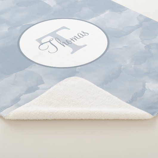 Aangepaste, moderne, blauwe Waterverf penseelstrek Sherpa Deken (3/4)