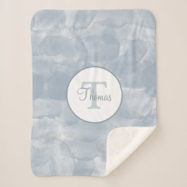 Aangepaste, moderne, blauwe Waterverf penseelstrek Sherpa Deken