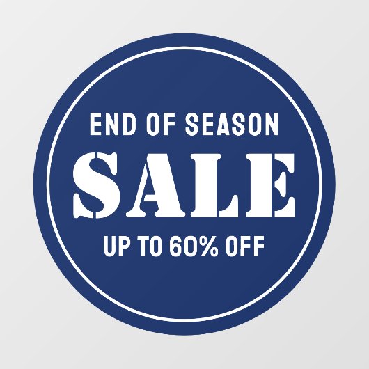 Aangepaste moderne blauwe winkeluitverkoop voor be raamsticker (Vel)