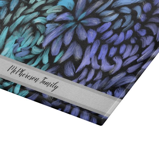 Aangepaste, moderne blauwgroen en blauwe bladen vo snijplank (Hoek)