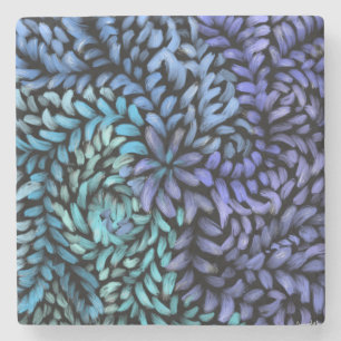 Aangepaste, moderne blauwgroen en blauwe bladen vo stenen onderzetter