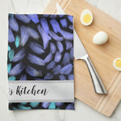 Aangepaste, moderne blauwgroen en blauwe bladen vo theedoek (Quarter Fold)