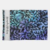 Aangepaste, moderne blauwgroen en blauwe bladen vo theedoek (Horizontaal)