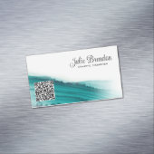 Aangepaste moderne blauwgroen Waterverf Script Magnetisch Visitekaartje (Voorbeeld)