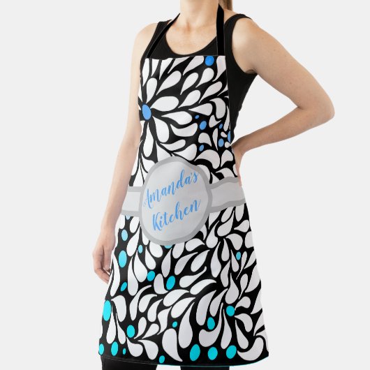 Aangepaste, moderne bloemen blauw blauwgroen ombre schort (Insitu)