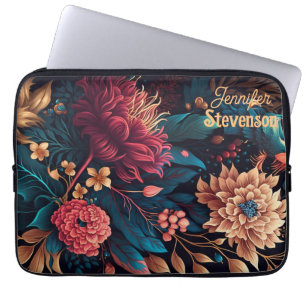 Aangepaste moderne bloemen heldere kleuren geperso laptop sleeve