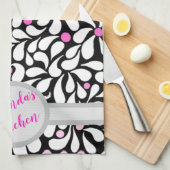 Aangepaste, moderne bloemen met roze ombre theedoek (Quarter Fold)