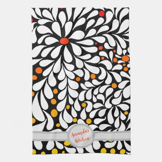 Aangepaste, moderne bloemen warm formaat afdrukken theedoek (Verticaal)