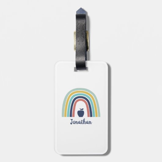 Aangepaste moderne boho-appelregenboog bagagelabel (Achterkant verticaal)