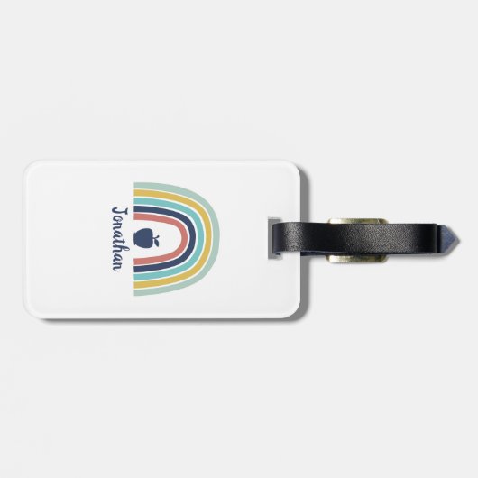 Aangepaste moderne boho-appelregenboog bagagelabel (Achterkant horizontaal)