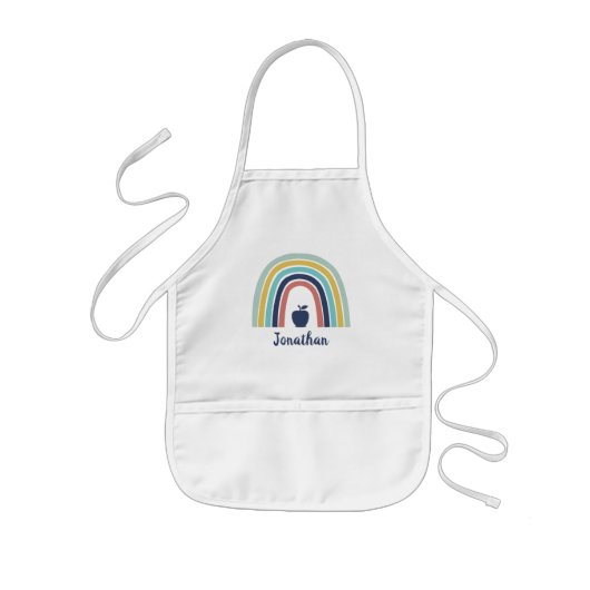 Aangepaste moderne boho-appelregenboog kinder schort (Voorkant)