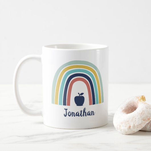 Aangepaste moderne boho-appelregenboog koffiemok (Met donut)
