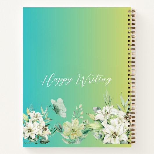 Aangepaste moderne botanische gradiënt groen notitieboek (Achterkant)