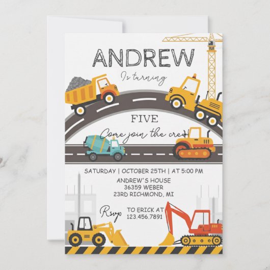 Aangepaste moderne bouw verjaardagskaart kaart (Voorkant)