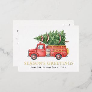 Aangepaste moderne brandweerman Kerst brandweerwag Folie Feestdagen Briefkaart