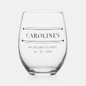 Aangepaste Moderne Bruid Bachelorette Zwart Feestd Wijnglas Zonder Voet (Voorkant)