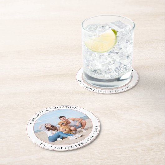 Aangepaste moderne bruiloft ronde kartonnen onderzetter (Insitu)