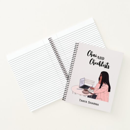 Aangepaste Moderne Bruine Meisje Chai & Checklists Notitieboek (Binnen)
