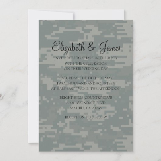 Aangepaste moderne Camo Wedding-uitnodigingen Kaart (Voorkant)