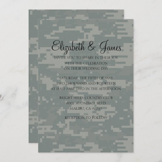 Aangepaste moderne Camo Wedding-uitnodigingen Kaart (Voorkant / Achterkant)