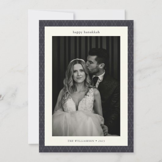 Aangepaste Moderne Chanoeka Star Navy Blauw Twee F Feestdagenkaart (Voorkant)