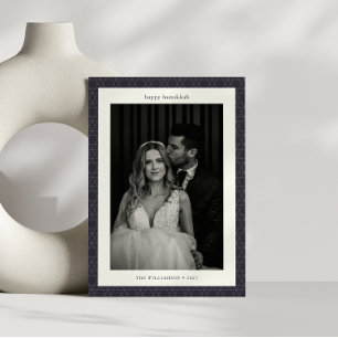 Aangepaste Moderne Chanoeka Star Navy Blauw Twee F Feestdagenkaart