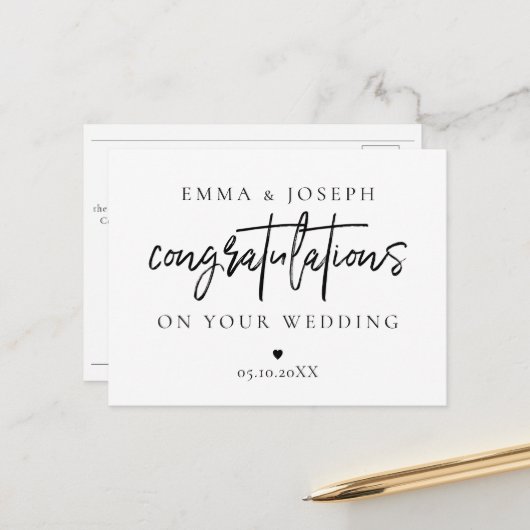 Aangepaste moderne chic Gefeliciteerd Pas getrouwd Briefkaart (Voorkant / Achterkant in situ)