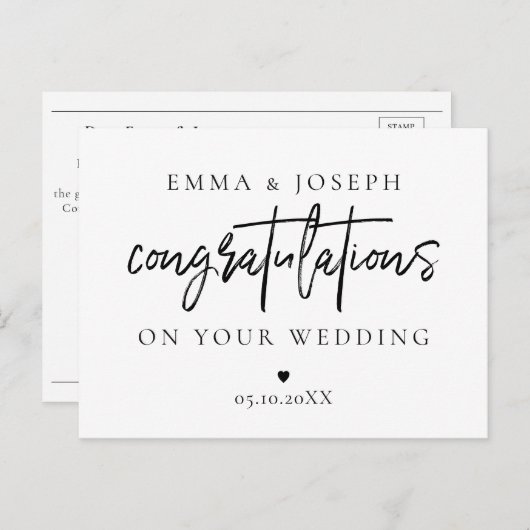 Aangepaste moderne chic Gefeliciteerd Pas getrouwd Briefkaart (Voorkant / Achterkant)